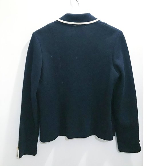 Vintage Manoukian Knit Navy Blazer Chanel-style - Picture 2 of 7